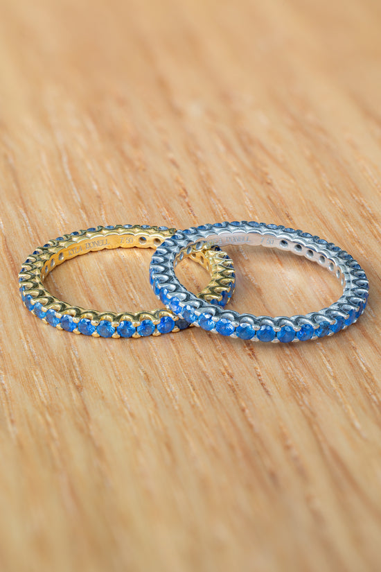 Blue Sapphire Stackable Eternity Band in 18kt Yellow Gold