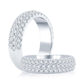 Three Row Wide Diamond Band