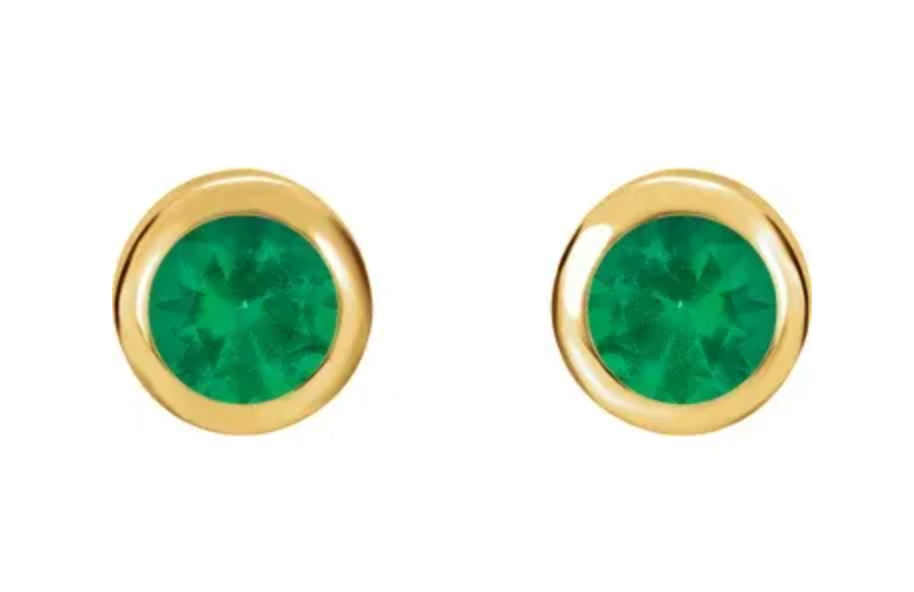 Emerald Bezel Set Studs