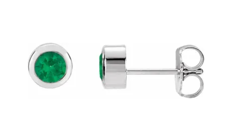 Emerald Bezel Set Studs