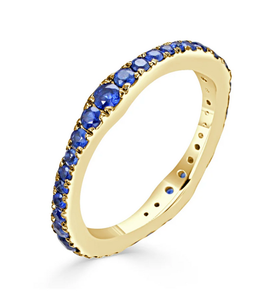 Blue Sapphire Wave Ring