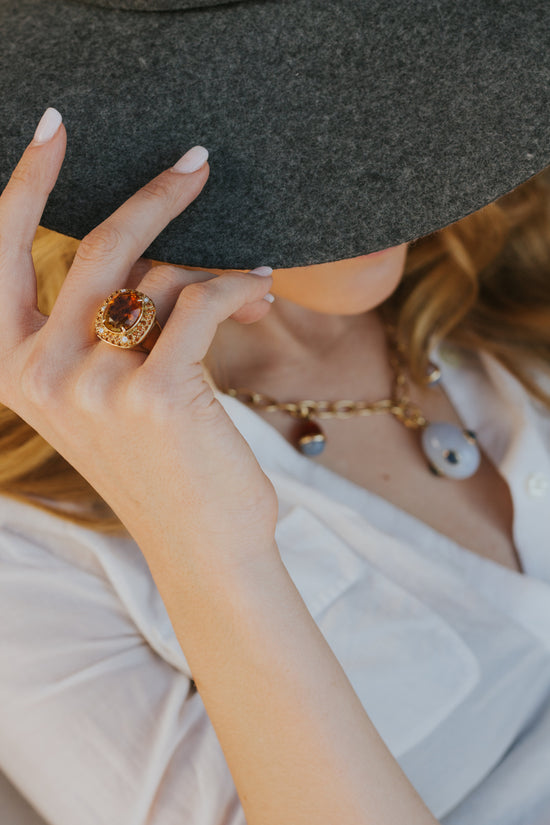 Citrine with Accents of Spessartite Garnets and Diamonds