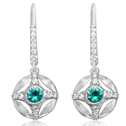 Emerald Earrings in 14K White Gold