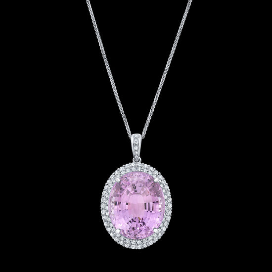 Kunzite Gemstone and Diamond Necklace