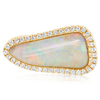 Natural Light Opal Ring in 14K Yellow Gold